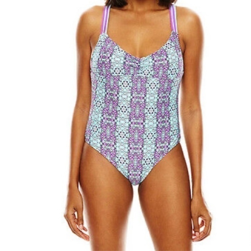 Ninety Six Degrees one-piece purple teal swimsuit